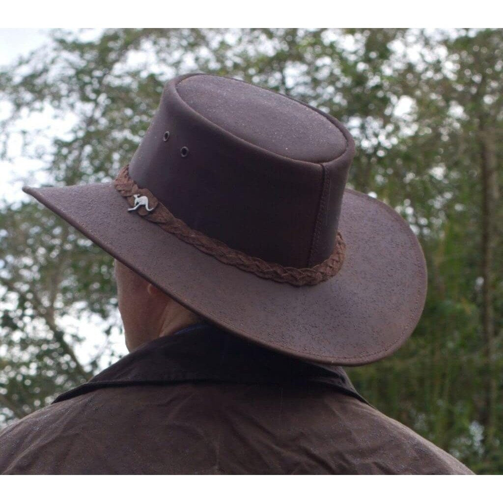 King Brown Oiled Leather Hat Wide Brim - Main Image